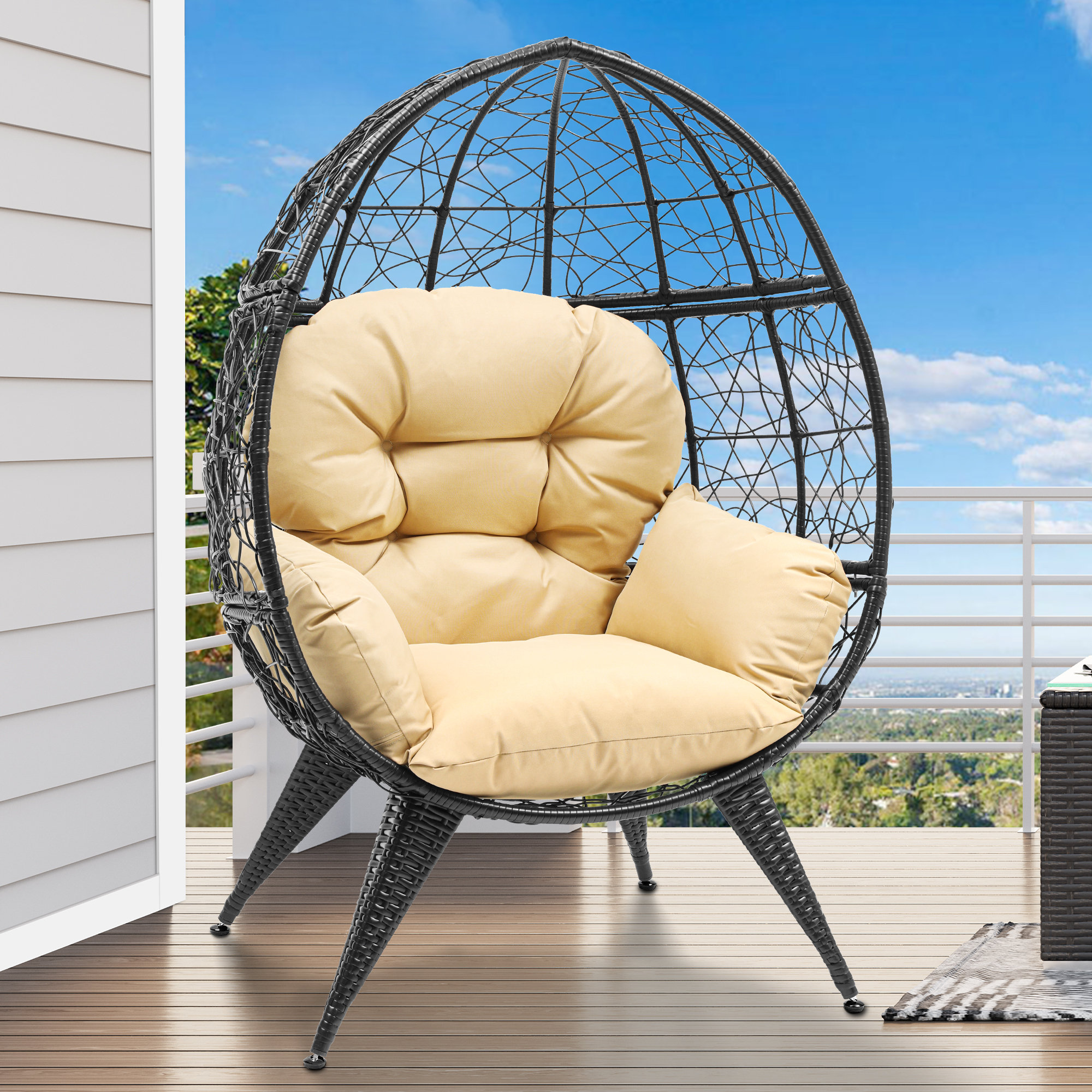 Outdoor wicker egg chair best sale